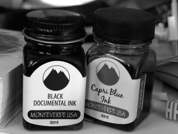 Monteverde inks, Black Documental and Capri Blue