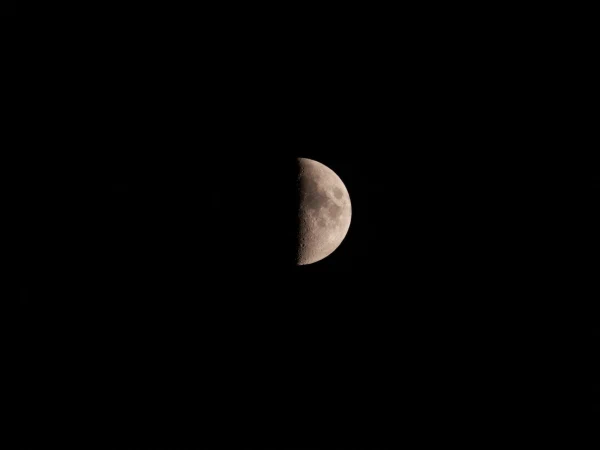 The moon partly in shadow during a lunar eclipse
